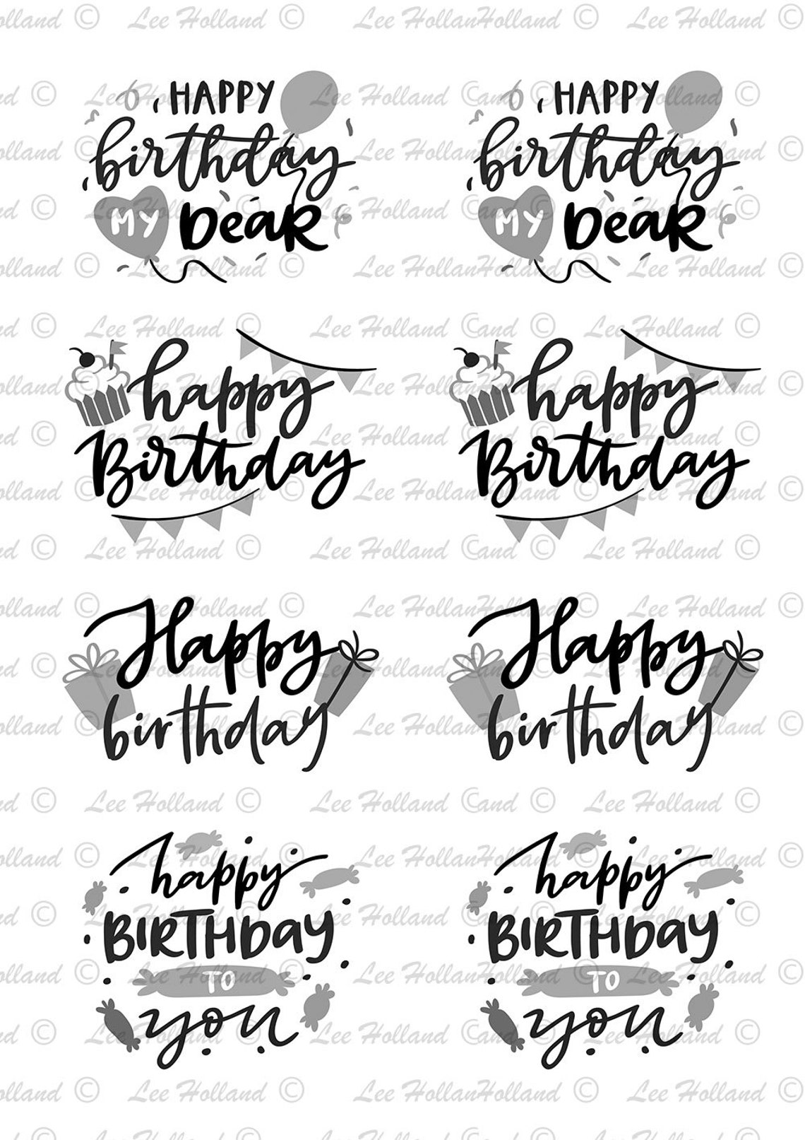 24 Birthday Sentiments Digital Stamp Digi Card Making Etsy