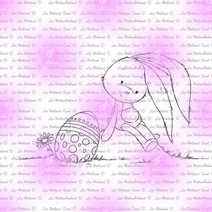 Little Bunny with easter egg, Card making, digital stamp, digi, crafting, bunny, rabbit,