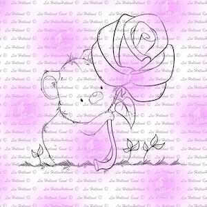 Hamster mit Rose, Digi, Basteln, Karten gestalten, Malbuch