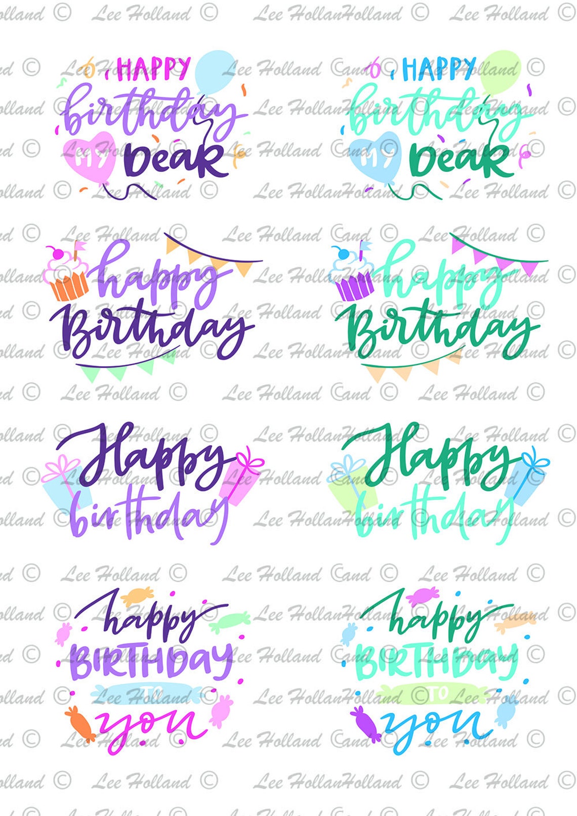 24 Birthday Sentiments Digital Stamp Digi Card Making Etsy