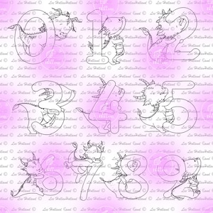 10 Dragon Numbers collection , Digital stamp Card Making, Digi, Stamp