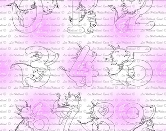 10 Dragon Numbers collection , Digital stamp Card Making, Digi, Stamp