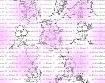7 Quokka collection, Digital Stamp, Card making, Colouring