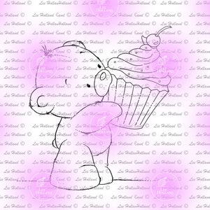 Kleiner Teddy mit Cupcake, Digital Stamp, Kartenherstellung, Digi