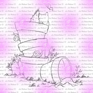 Hérisson dans un pot de fleurs, Fabrication de cartes, Art imprimable, Mignon, Timbre numérique d'art imprimable