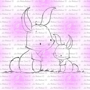 Mamá conejita conejo y conejito bebé, fabricación de tarjetas, sello digital, digi, elaboración, conejito, conejo,