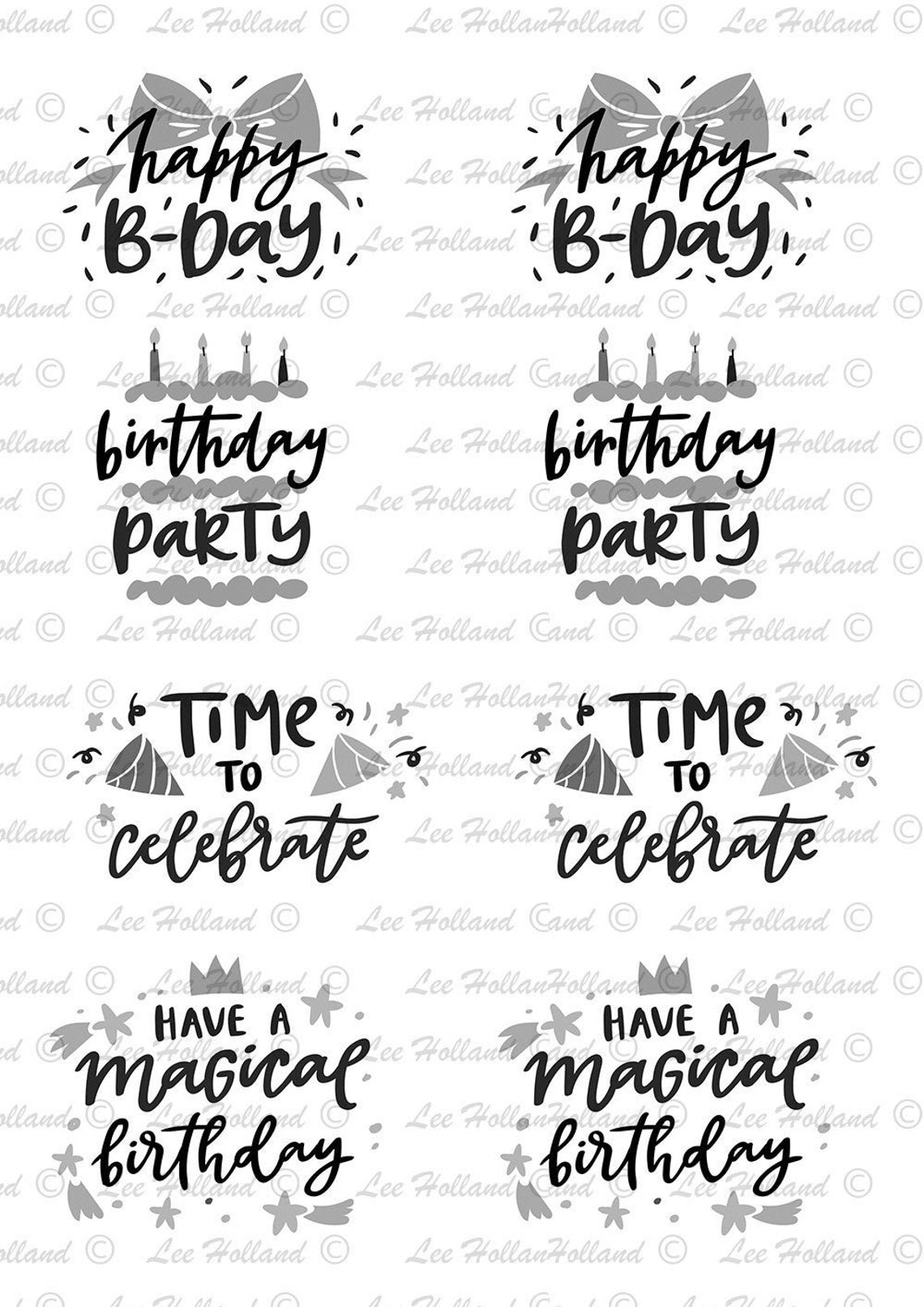 24 Birthday Sentiments Digital stamp Digi Card making Etsy
