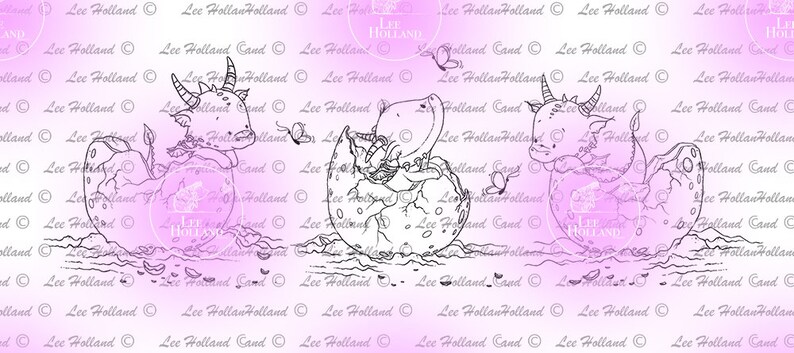 baby Dragons, Digital stamp, Card Making, Scrapbooking, Digi, Stamp, Blossom image 1