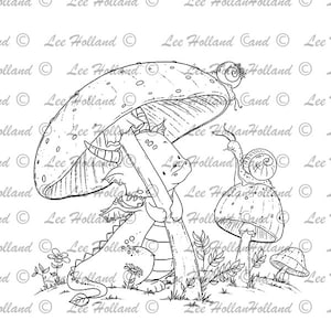 Pilz Regenschirm Drache , Digital Stempel Kartenherstellung, Digi, Stempel