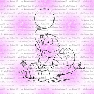 Waschbär mit Ballon, Kartenherstellung, Digitaler Stempel,