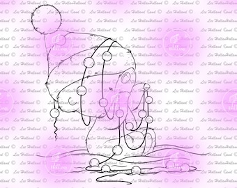 Teddy bear with Christmas decorations,Digital Stamp, Card making, Digi