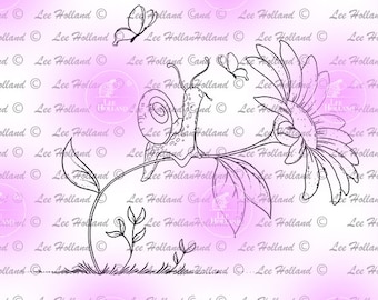 Snail with butterfly ,Digital stamps, Card making, digi stamp, Digital stamp, Digi stamp