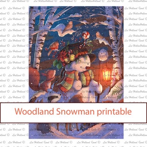 Wald Schneemann druckbar, Kunst druckbar, Kartenherstellung, digi, druckbar