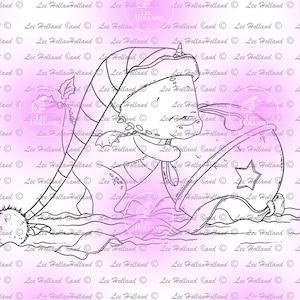 Weihnachtsdrache Elfe mit Glöckchen Digital Stempel. Kartenherstellung, Digi