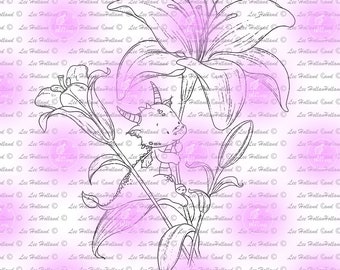 Lily Dragon,Digital stamp Card Making, Digi, Stamp