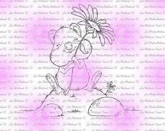 Quokka with a flower, digital stamp, digi, Crafting