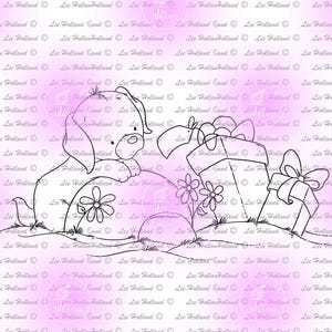 Puppy with presents, Digi, card making, digital stamp
