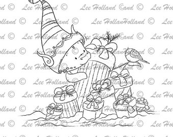 Digital Stamp, Dragon with robins, card making, Digi Stamp, Stamp,