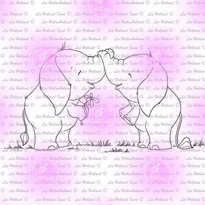 Elephant Couple, Digital stamp, Digi