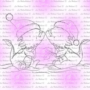 Dragons couple in the snow Digital Stamp, card making, Digi Stamp, Stamp,