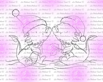Dragons couple in the snow Digital Stamp, card making, Digi Stamp, Stamp,