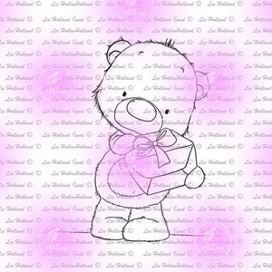 Teddy hält ein Geschenk, Dekorationen, Digitalstempel, Kartenherstellung, Digi