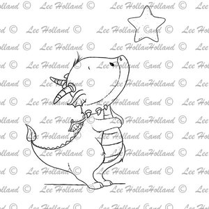 Digital Stamp, Dragon looking at star, card making, Digi Stamp, Stamp,