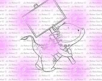 Dragon walking with a sign , Digital stamp Card Making, Digi, Stamp