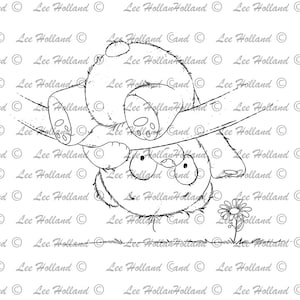 Panda mit Blume, Kartenherstellung, Ausmalbuch, Digi, Digitaler Stempel, Stempel