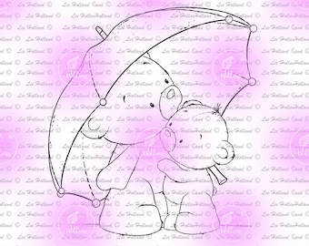 Little teddies under Umbrella,Digital Stamp, Card making, Digi