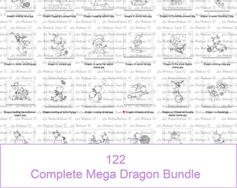122 Dragons complete mega Bundle, Card Making, Digital stamp, Digi Stamp, Cute Digital stamps
