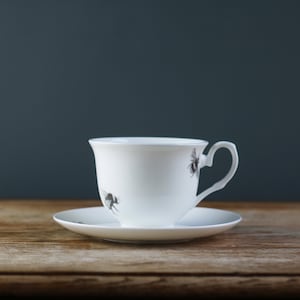 Bumble & Bee Fine Bone China Teacup and Saucer