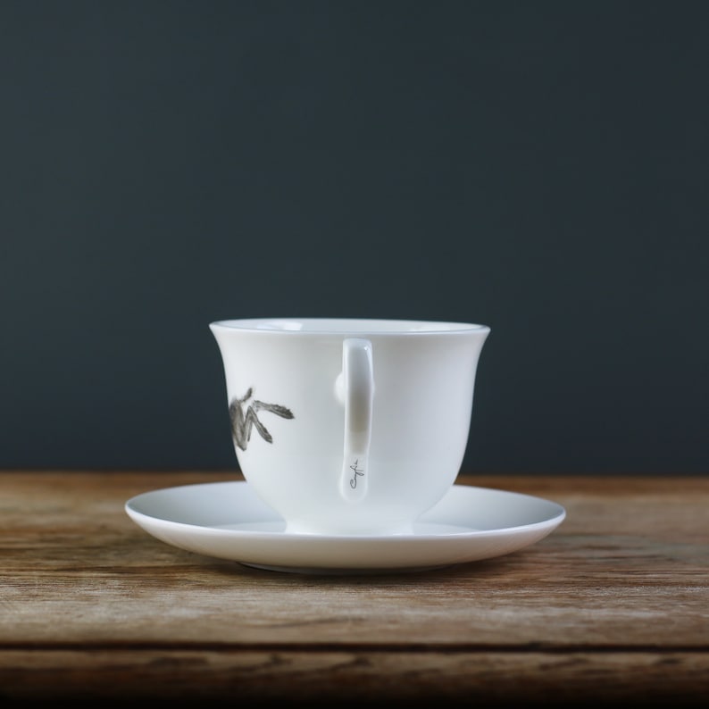 Running Hare Fine Bone China Teacup and Saucer image 2