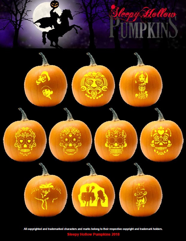 dia-de-los-muertos-pumpkin-carving-patterns-printable-pdf-etsy