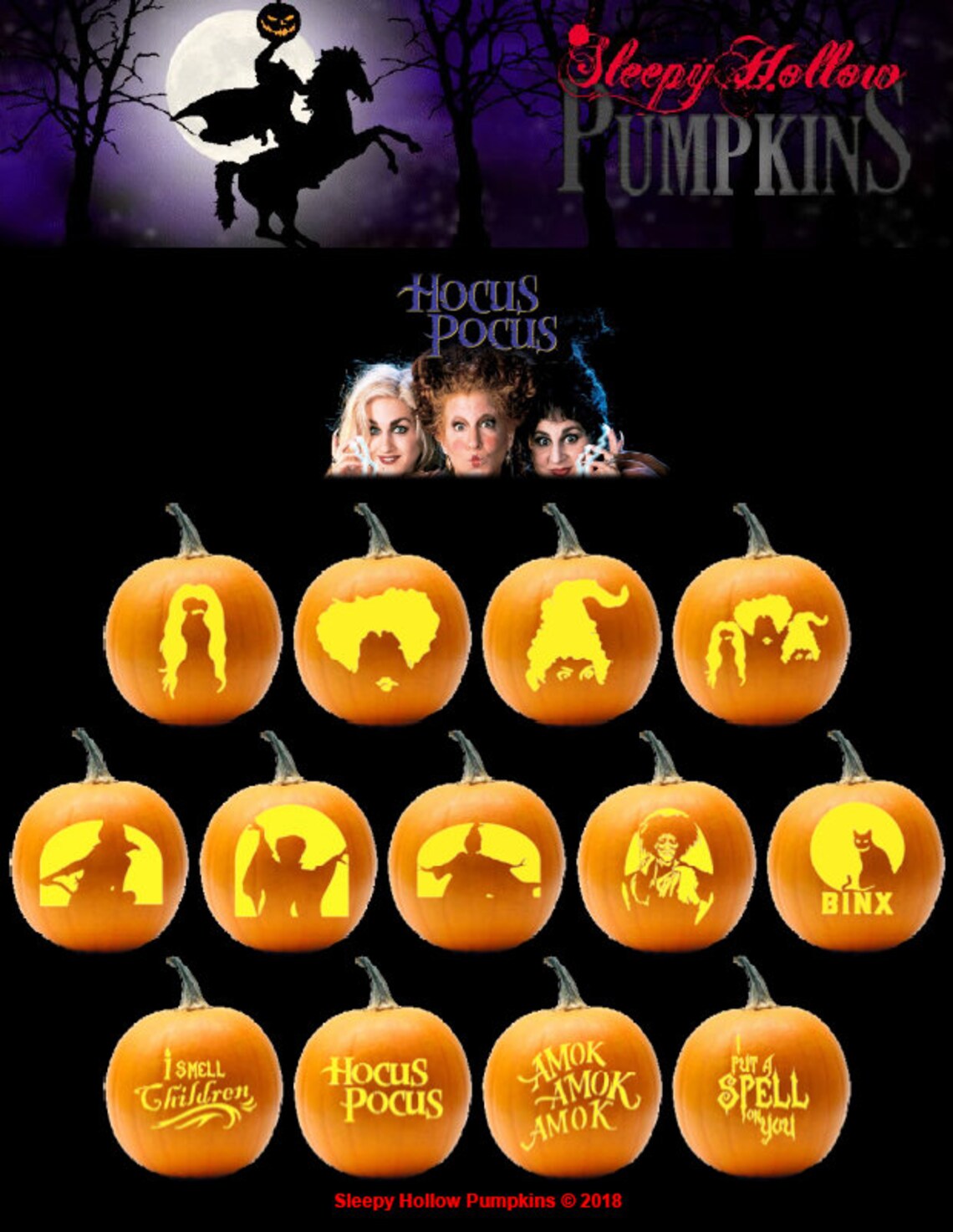 Hocus Pocus Pumpkin Carving Patterns Printable PDF Etsy hocus-pocus-pumpkin-carving-patterns-printable-pdf-etsy