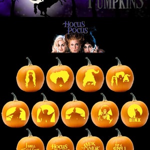 Hocus Pocus Pumpkin Carving Patterns - Printable PDF - Etsy
