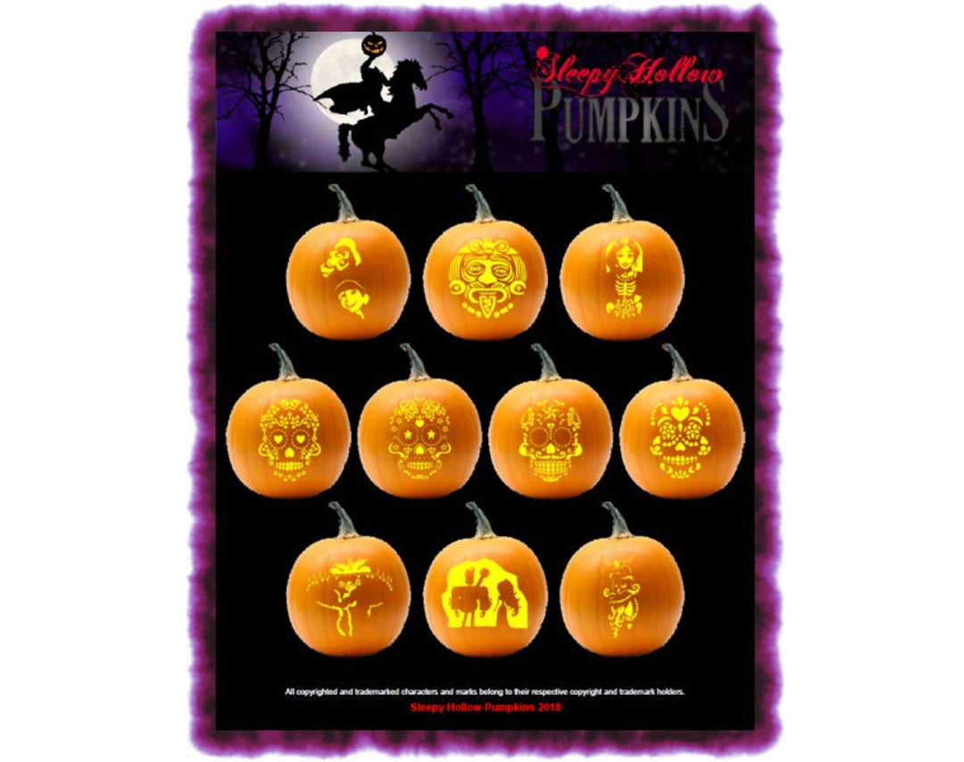 Dia De Los Muertos Pumpkin Carving Patterns Printable PDF