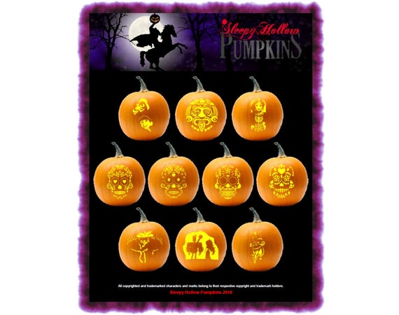 Dia De Los Muertos Pumpkin Carving Patterns Printable PDF