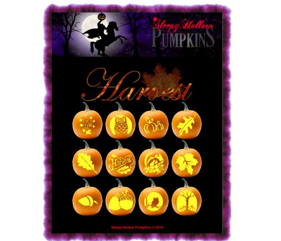 Harvest Pumpkin Carving Patterns Printable PDF