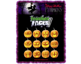 Franken-Faces II Pumpkin Carving Patterns - Printable PDF