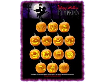 Vintage Halloween Pumpkin Carving Patterns - Printable PDF