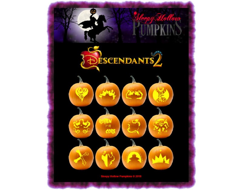 Descendants 2 Pumpkin Carving Patterns Printable PDF Etsy Israel