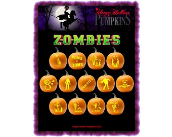 Z-O-M-B-I-E-S Pumpkin Carving Patterns - Printable PDF