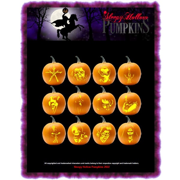 Movie Monsters Pumpkin Carving Patterns - Printable PDF