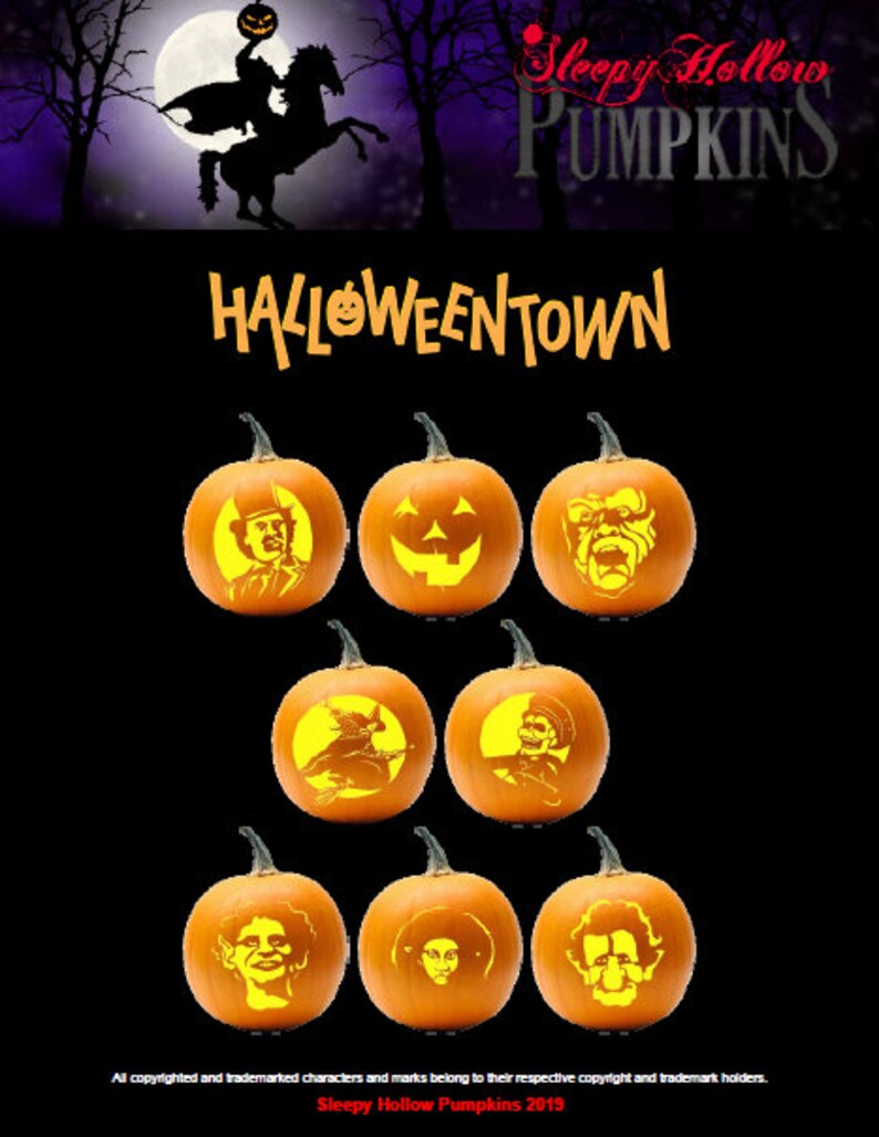 Halloweentown Pumpkin Carving Patterns Printable PDF Etsy