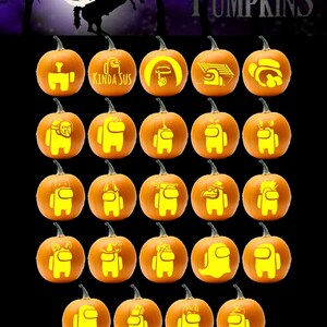 Among Us Pumpkin Carving Patterns - Printable PDF - Etsy