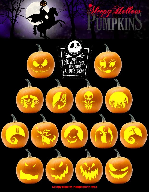 Nightmare Before Christmas Pumpkin Carving Patterns - Etsy