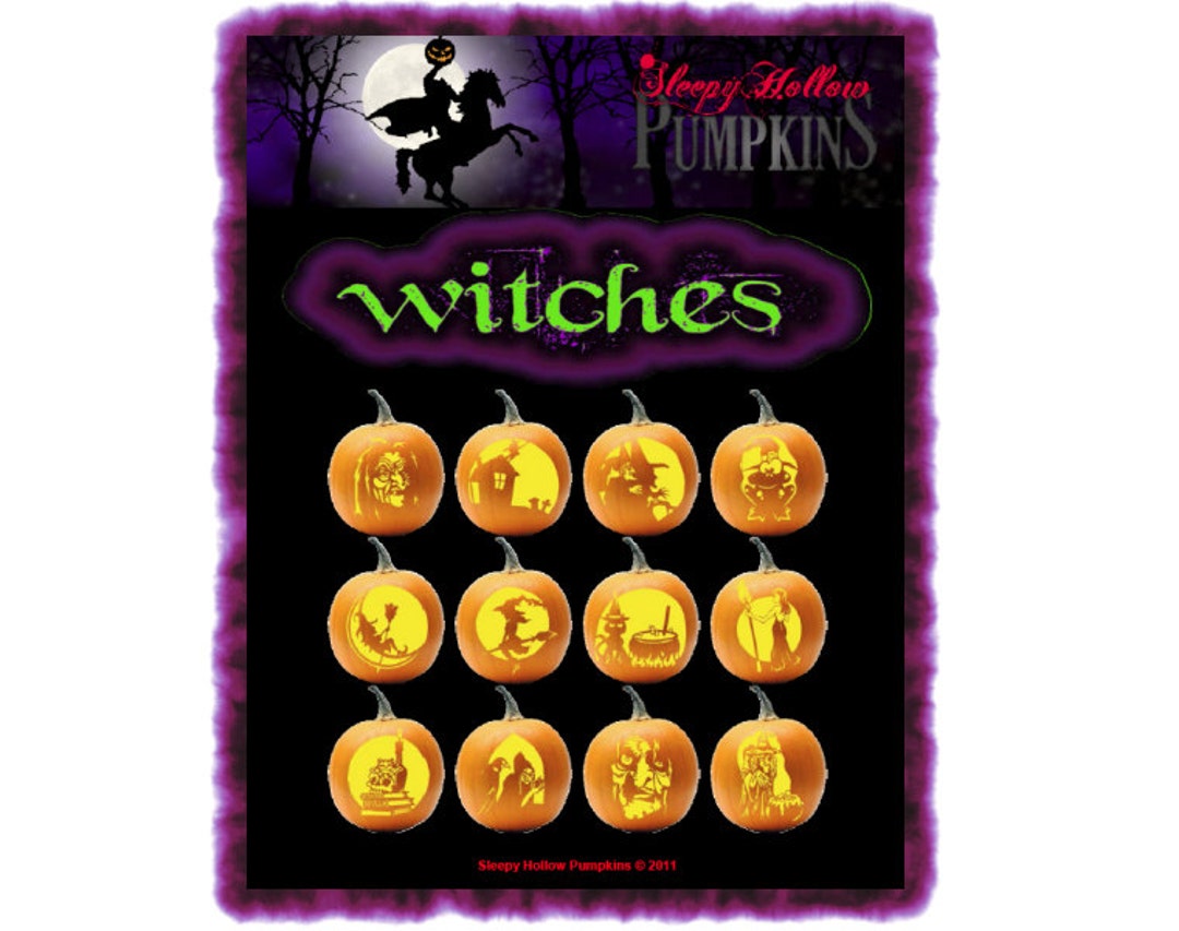 Witches Pumpkin Carving Patterns  Printable PDF