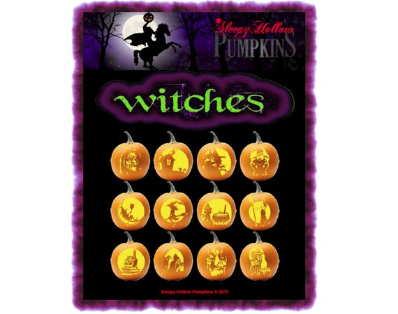 Witches Pumpkin Carving Patterns Printable PDF