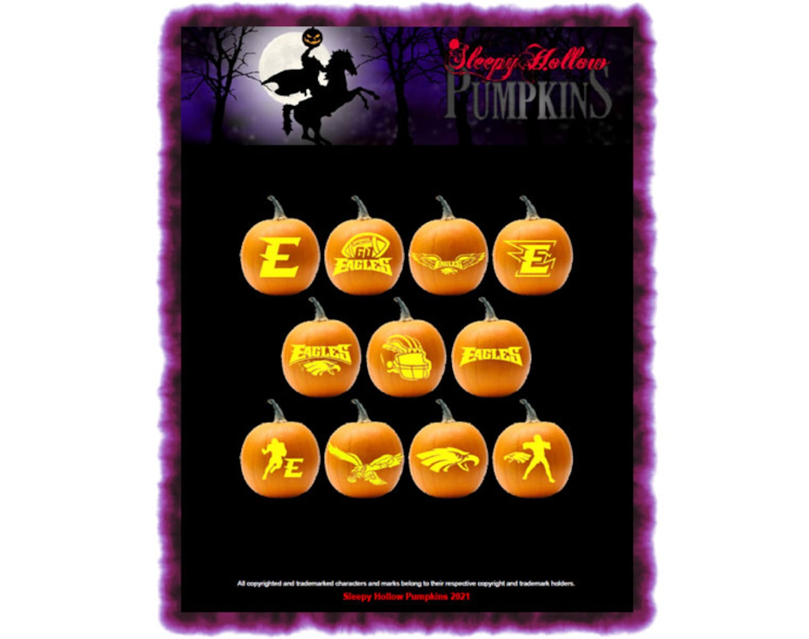 Eagles Pumpkin Carving Patterns Printable PDF Etsy